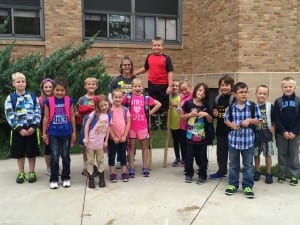 A second grade class explored the grounds during the first week of school.