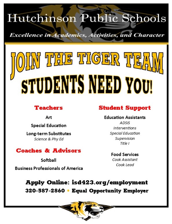 Apply Today! Hutchinson Public Schools