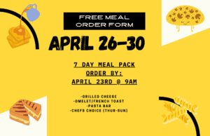 Free Meals – Order by 9 am, 4/23/2021