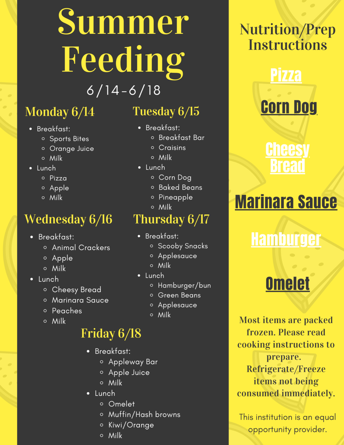 Menus Hutchinson Public Schools