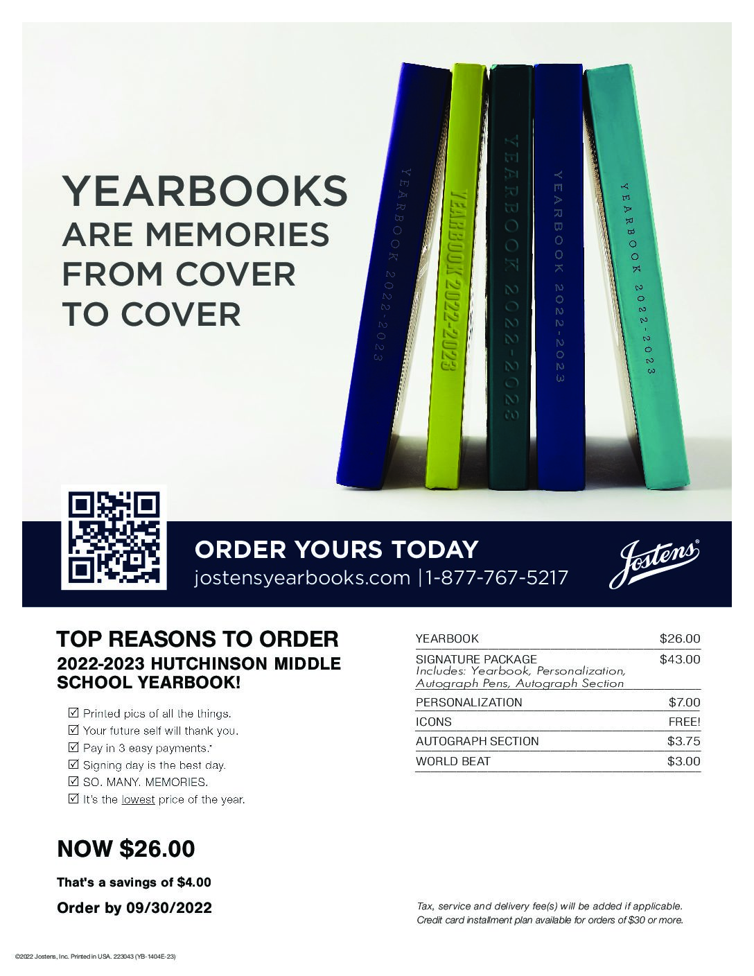 Order your Middle School Yearbook Now
