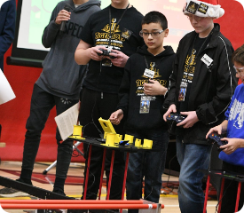 students playing video games