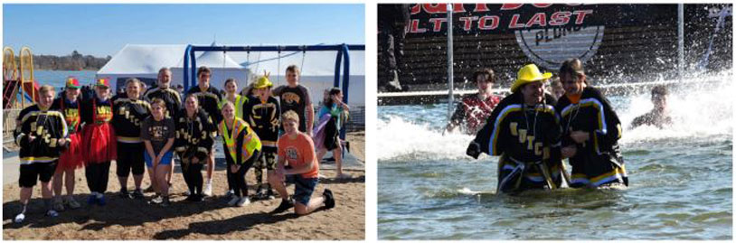Individuals participating in the Polar Plunge.